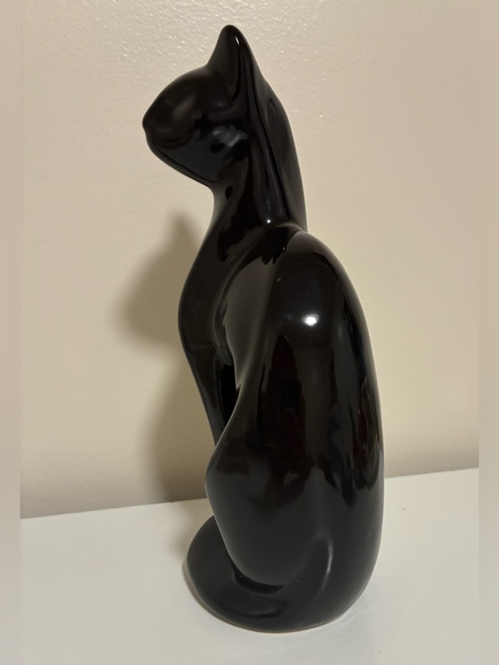 Sleek Black Ceramic Cat Figurine - Picture 2 of 6